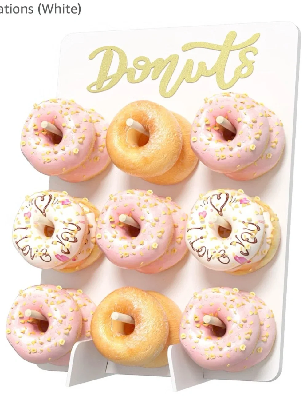 Donut Wall Stand with Pink & Gold Donut Display